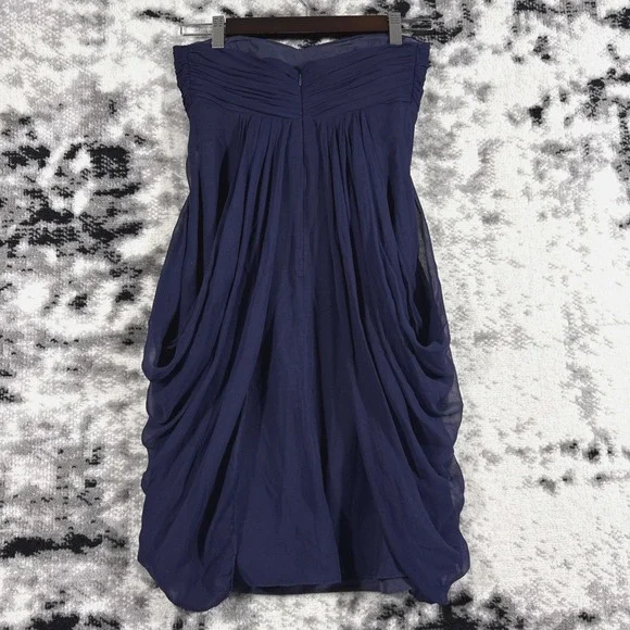 Ted Baker Dress Womens Size 1 Strapless Sleeveless Zip 100% Silk‎ Pleats - Picture 2 of 16